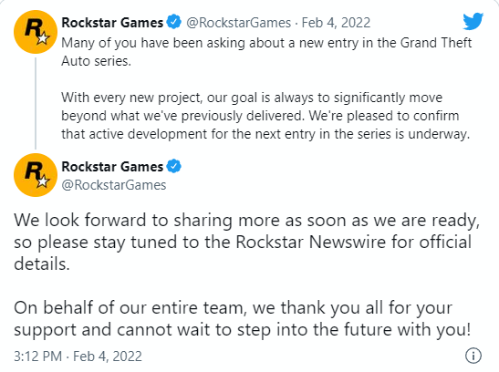 Tweet da Rockstar