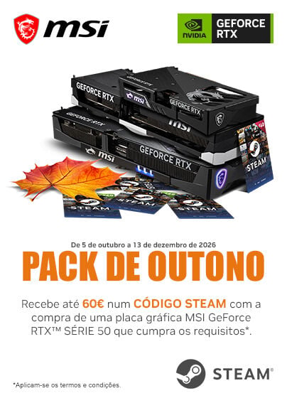 Consegue at&eacute; 60&euro; em c&oacute;digo Steam na compra de uma placa gr&aacute;fica MSI selecionada