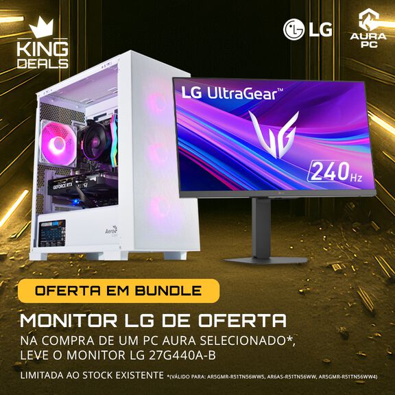 Aproveita a oferta de monitor LG 27G440A-B na compra de Computador AURA selecionado