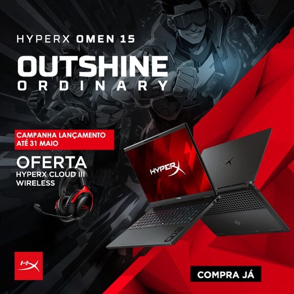 Aproveita agora a oferta de um HyperX Cloud III Wireless na compra do Port&aacute;til HYPERX Omen 15