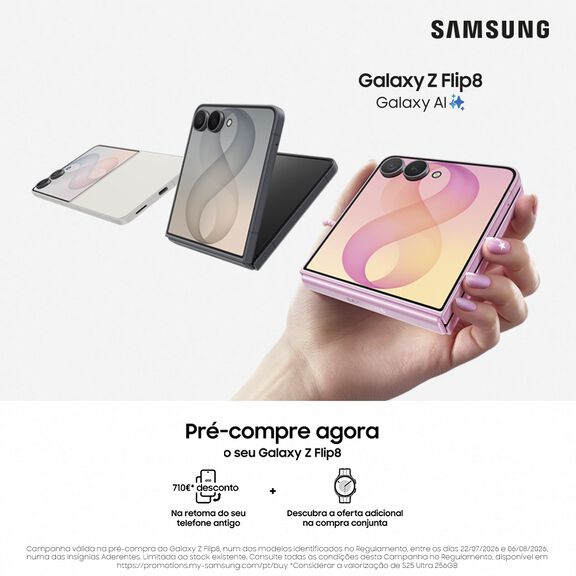 Conhece os novos telem&oacute;veis Samsung Galaxy Z Flip8