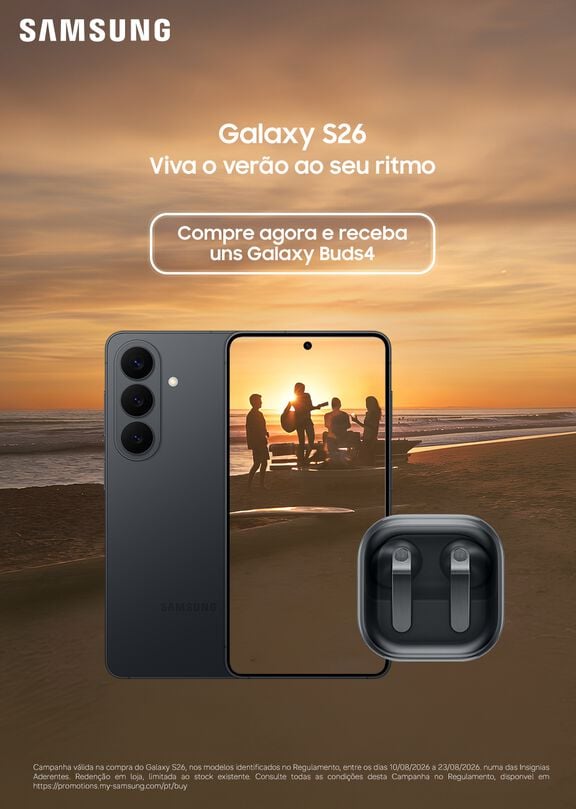 Compra um S26 Base e recebe de oferta um Buds4 selecionados