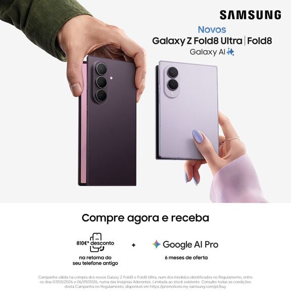 Conhece os novos telem&oacute;veis Samsung Galaxy Z Fold8 e Samsung Galaxy Z Fold 8 Ultra