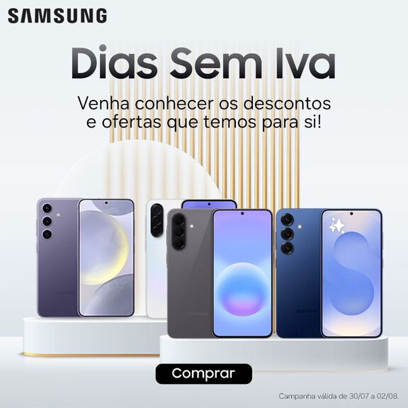 &Eacute; oficial: os Dias Sem IVA Samsung est&atilde;o de volta &agrave; Globaldata!  De 30 de Julho a 2 de Agosto, leva o teu novo smartphone Samsung sem pagares o IVA.