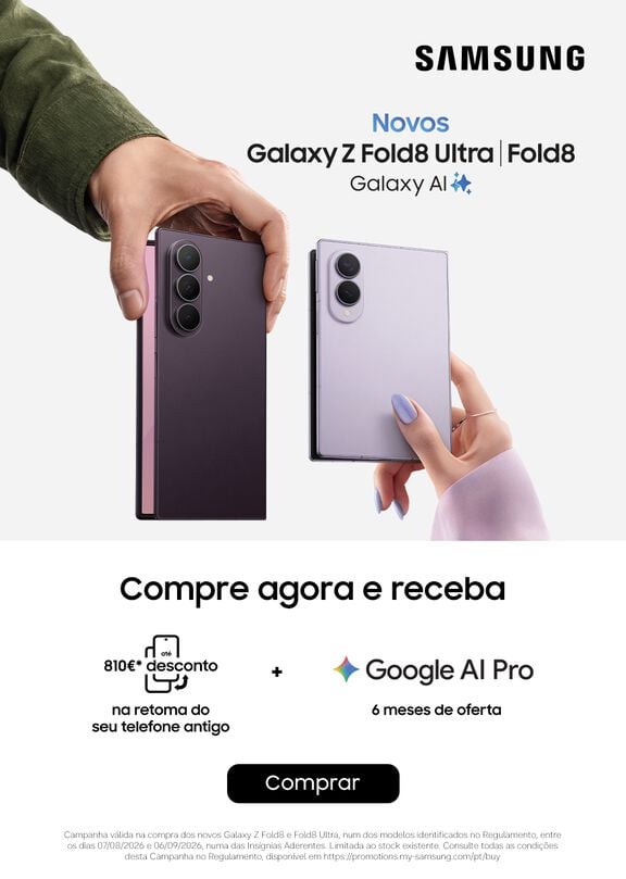 Conhece os novos telem&oacute;veis Samsung Galaxy Z Fold8 e Samsung Galaxy Z Fold 8 Ultra