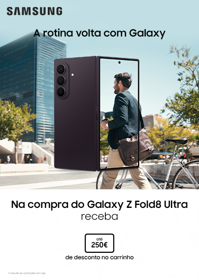 Aproveita at&eacute; 250&euro; de desconto no carrinho na compra de um Smartphone Samsung Galaxy Z Fold8 