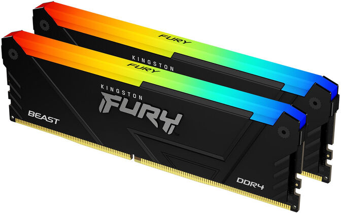 Kingston Kit 32GB (2 x 16GB) DDR4 3200MHz FURY Beast RGB Preto 1Rx8 CL16 image number 0