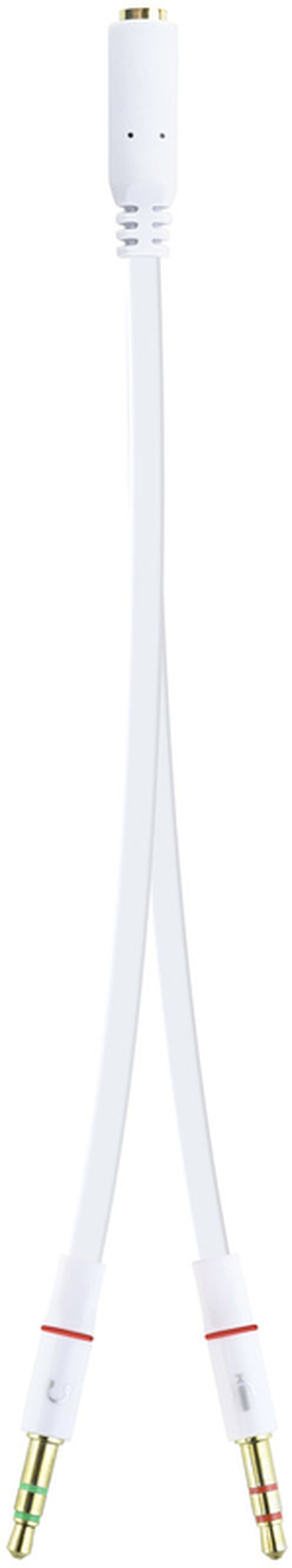 Cabo de Divis&atilde;o &Aacute;udio Nanocable Jack 3,5/F 3 PINOS 2x Jack 3,5/M 4 PINOS 20 CM Branco image number 1