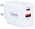 Carregador Tooq USB-C QC 3.0 (20W) + USB-A QC 3.0 (18W) Branco image number null