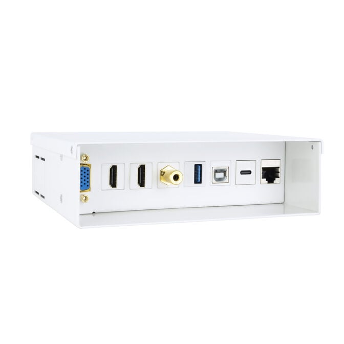Caixa de liga&ccedil;&otilde;es multim&eacute;dia de parede Nanocable VGA + 2x HDMI + JACK 3,5 mm + 1x USB-C 10G + 1x USB-B 2.0 + 1x USB-A 3.0 + 1x RJ45 Cat.6A STP Branca image number 1