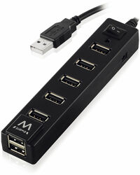 Hub USB Ewent 7 Portas USB 2.0 Bot&atilde;o On/Off