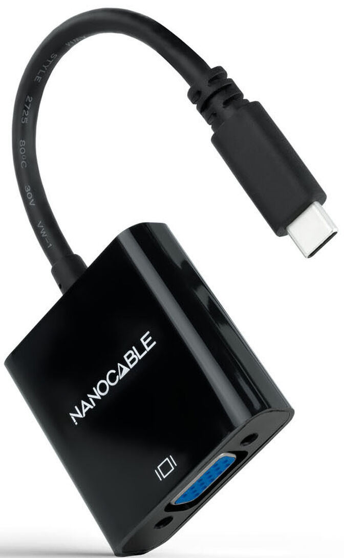 Adaptador Nanocable USB-C M > VGA F 10 CM Preto image number 1