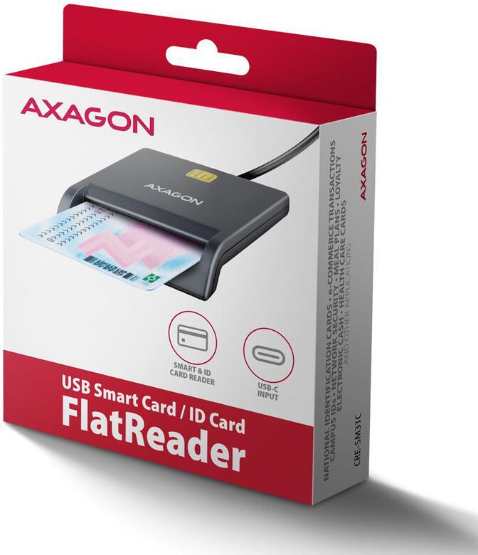 Leitor de cart&otilde;es AXAGON CRE-SM3TC USB-C Smart card FlatReader image number 5
