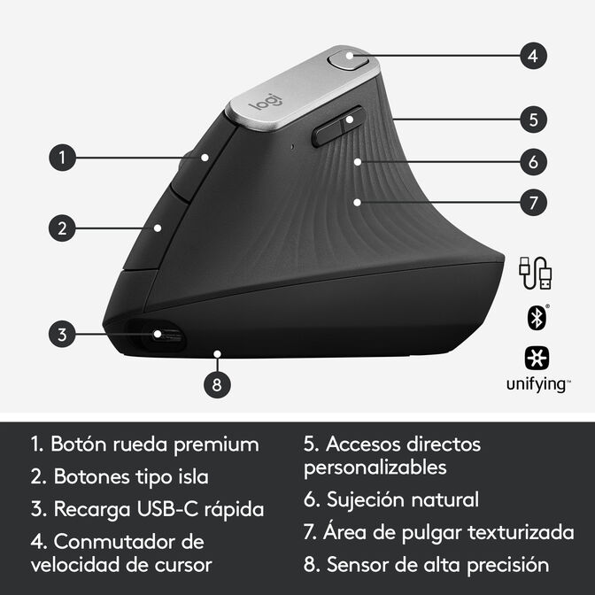 Rato Logitech MX Vertical 4000DPI Wireless Preto image number 9