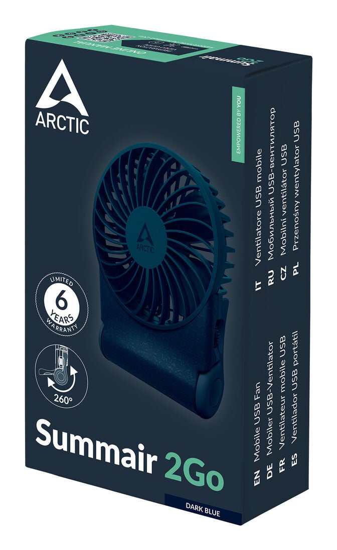 Ventoinha Port&aacute;til Arctic Summair 2Go Recarreg&aacute;vel USB-C para Secret&aacute;ria - Azul image number 7