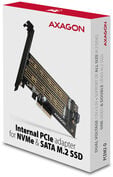 Adaptador PCIe-3.0 AXAGON PCEM2-D, 1x M.2-NVMe, 1x M.2-SATA com cooler passivo image number null