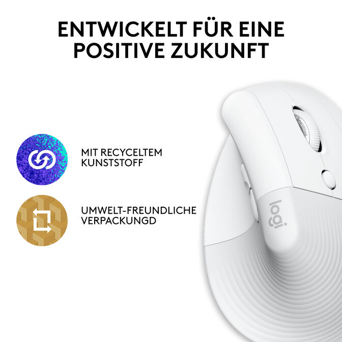 Rato Logitech Lift for Mac Vertical Ergonomic Wireless White image number 14