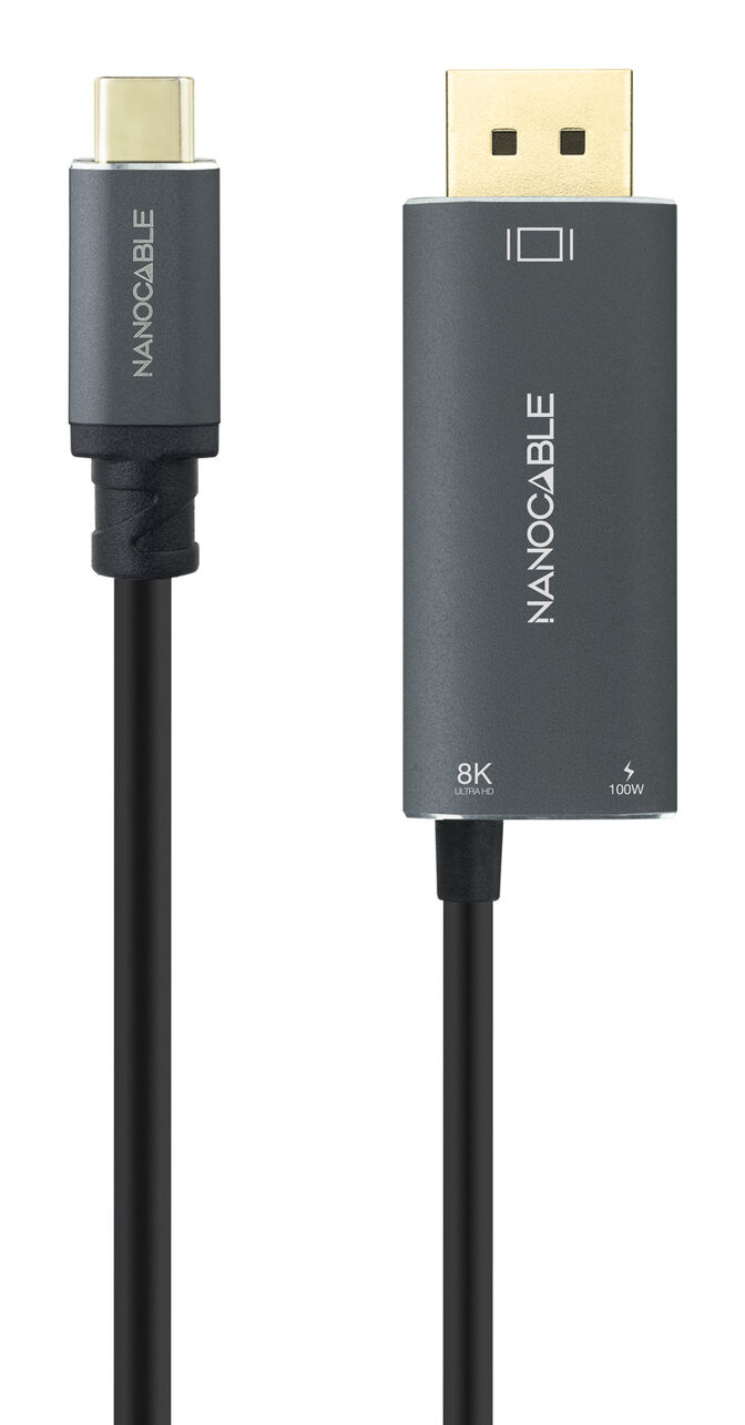 Cabo Conversor Nanocable USB-C/M > DisplayPort/M 8K 1.8 M Preto image number 1