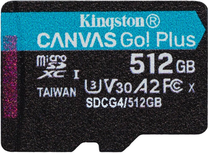 Cart&atilde;o Kingston Canvas Go! Plus Gen4 200MB/s MicroSDXC UHS-I U3 V30 A2 512GB image number 1
