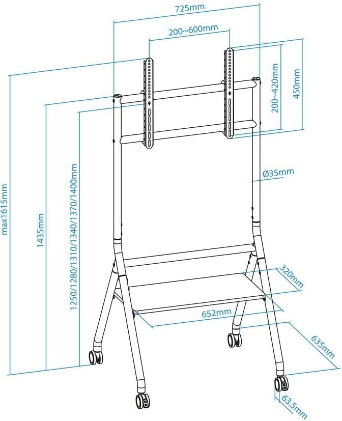 Suporte M&oacute;vel Tooq iDREAMS 37" a 86" M&aacute;x. 80Kg Preto image number 8