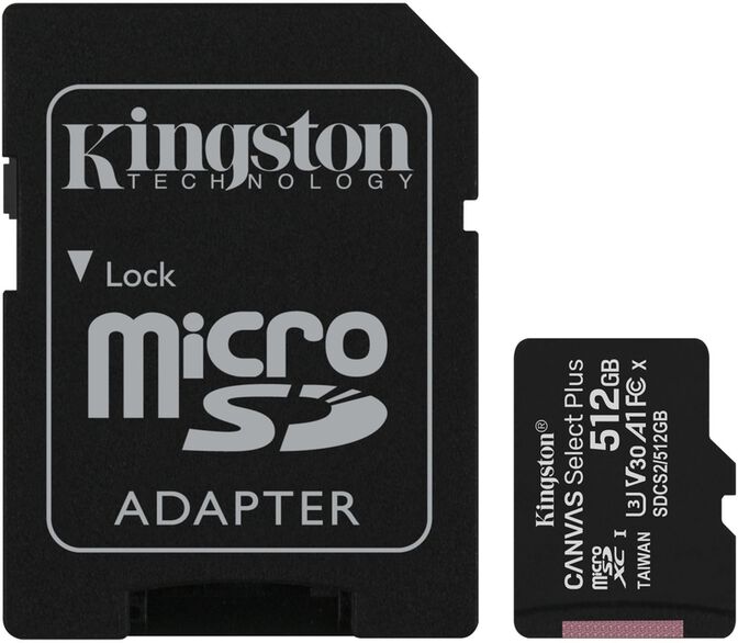 Cart&atilde;o Kingston Canvas Select Plus MicroSDHC UHS-I A1 512GB image number 2