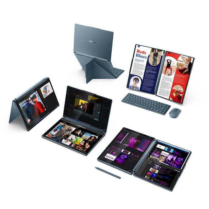 Port&aacute;til Lenovo Yoga Book 9i 14IAH10-058 2x14" Ultra 7 255H 32GB 1TB 2.8K OLED Touch 120Hz W11 +Rato+Stand+Earbuds+Sleeve Bonus