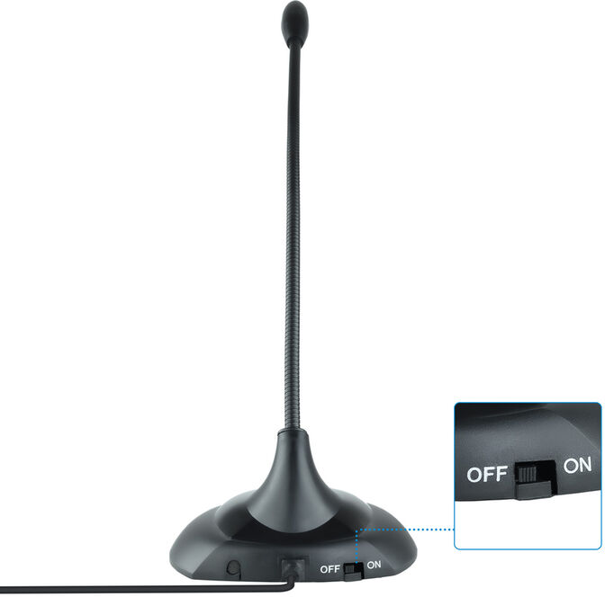 Microfone multim&eacute;dia flex&iacute;vel Conex&atilde;o jack 3,5mm 2M Preto image number 1