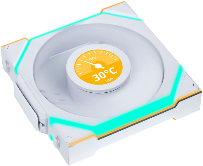 Ventoinha Lian Li UNI FAN SL120 LCD Wireless RGB PWM Branco 120mm (Pack 3) image number 3