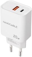 Carregador Nanocable USB-C/PD + USB-A/QC 20W Branco image number null