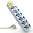 R&eacute;gua Ewent 6 Tomadas 16A com Switch Individual On/Off 1.5 M Branco image number null