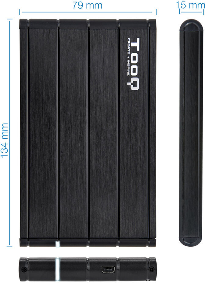 Caixa HDD Tooq 2.5" SATA (9,5mm) USB 3.1 Gen 1 Preto image number 3