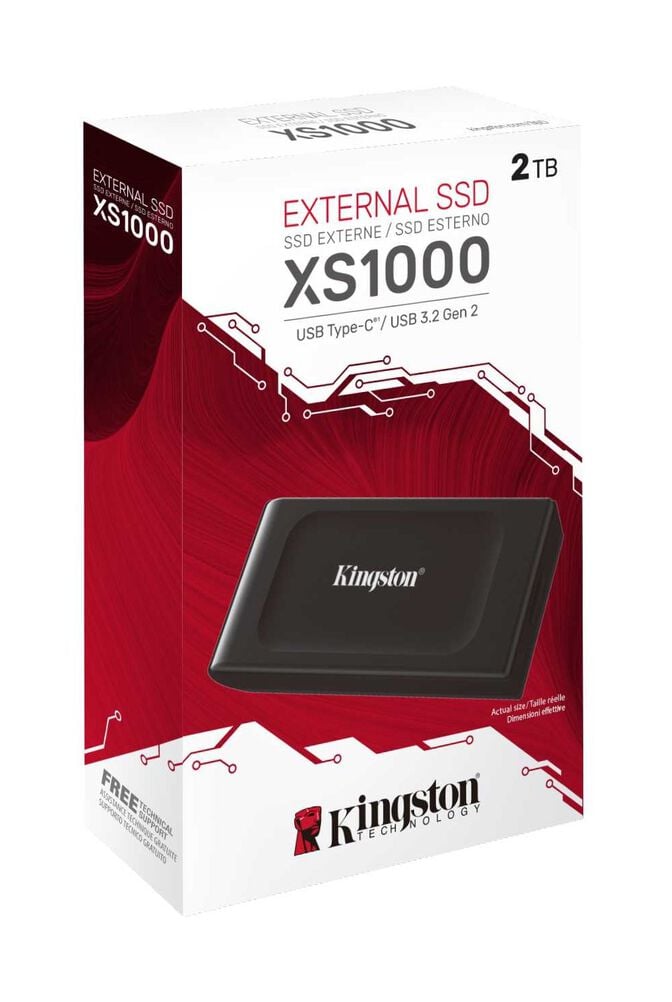 SSD Externo Kingston XS1000 2TB USB3.2 Gen2 Preto (1050/1000MB/s) image number 1