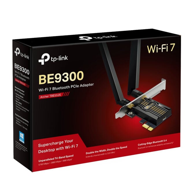 Placa de Rede PCIe TP-Link Archer TBE552E BE9300 WiFi 7 Tri-Band + Bluetooth 5.4 image number 3