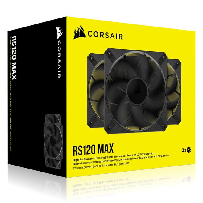 Ventoinha Corsair RS120 MAX 2000RPM PWM Preta 120mm (Pack 3) image number 12