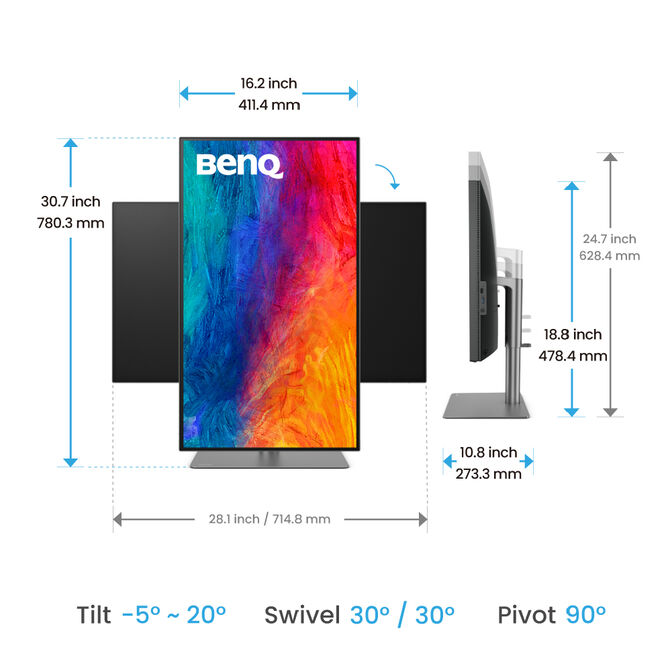 Monitor BenQ Creative Pro 31.5" PD3225U IPS Black 4K 60Hz 5ms Thunderbolt 3 DisplayHDR 400 USB-C (PD 85W) image number 12