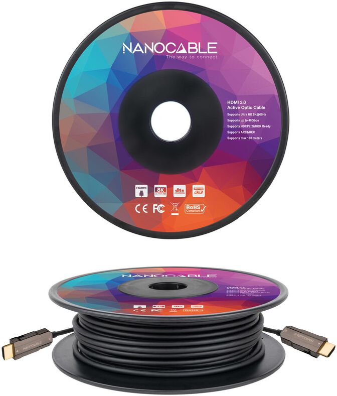 Cabo Nanocable HDMI V2.0 AOC 18Gbps 30M Preto image number 1