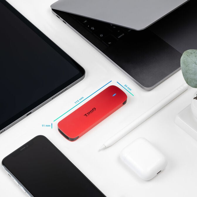 Caixa SSD Tooq M.2 NGFF/NVMe SSD USB 3.1 Gen 2 Aluminio Vermelho image number 1