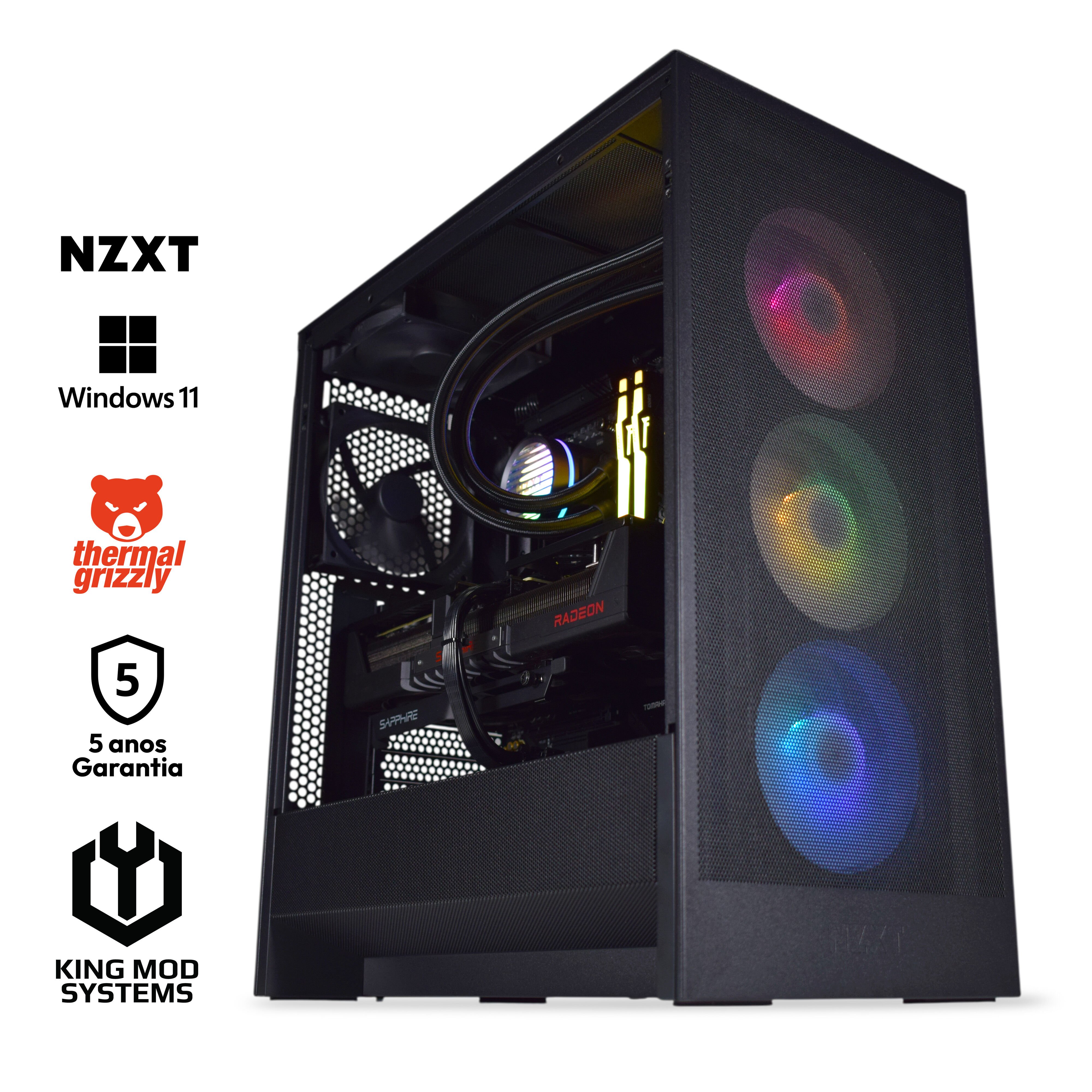Computador King Mod Gamer-PC NZXT Ryzen 7 9800X3D 32GB DDR5 2TB RX 9070 XT WiFi W11 V3