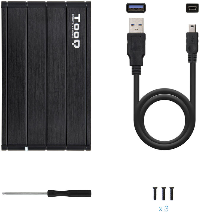 Caixa HDD Tooq 2.5" SATA (9,5mm) USB 3.1 Gen 1 Preto image number 1