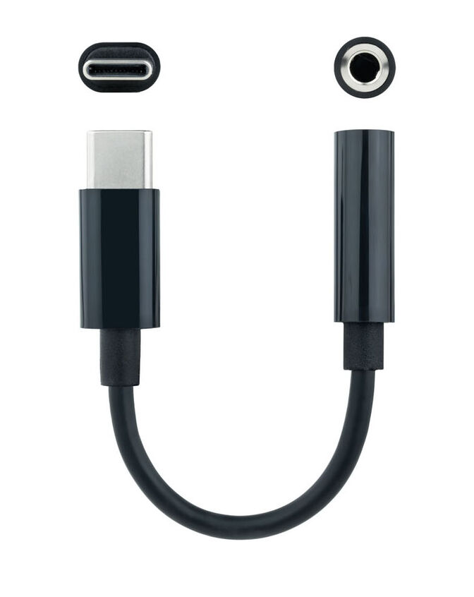 Cabo Conversor de &Aacute;udio Nanocable USB-C/M Jack 3.5/F 11 CM Preto image number 0
