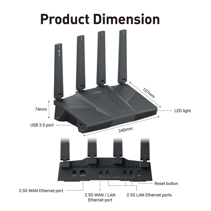 Router GL.iNet GL-BE6500 Flint 3e Wireless Wi-Fi 7 Secure Router image number 2