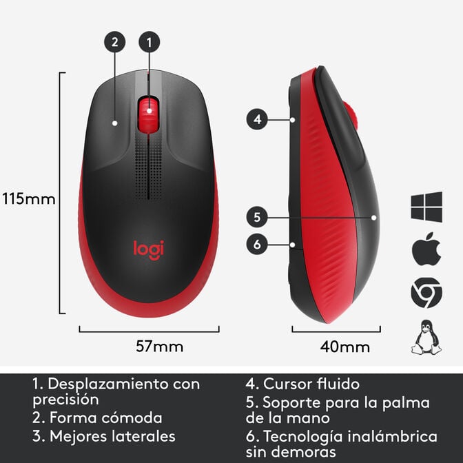 Rato Logitech M190 1000DPI Wireless Vermelho image number 15
