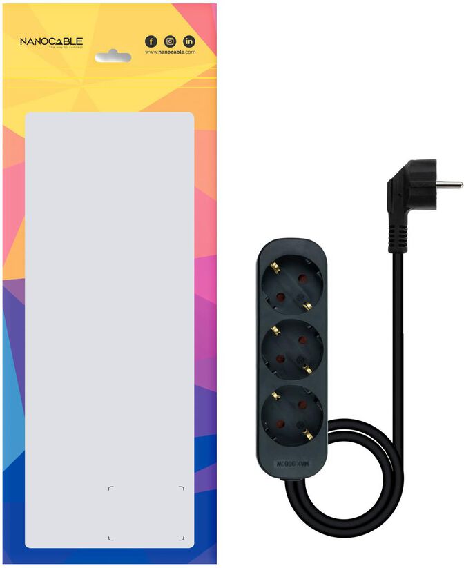 R&eacute;gua Nanocable 3 Tomadas 1.4 M Preto image number 2