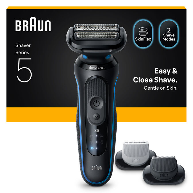 M&aacute;quina de Barbear Braun Series 5 52-B1650s Preto/Azul image number 2