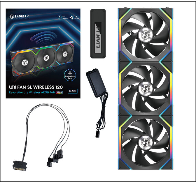 Ventoinha Lian Li UNI FAN SL120 Wireless RGB PWM Preto 120mm (Pack 3) image number 3
