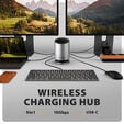 HUB AXAGON HMC-WL9 USB 10Gbps, Qi wireless charging, 3&times;USB-A, USB-C, HDMI & DisplayPort 4K/60Hz, RJ-45, PD 100W image number null