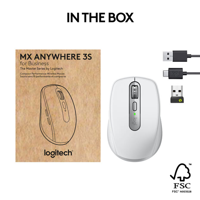 Rato Logitech MX Anywhere 3S for Business 8000DPI Wireless/Bluetooth Cinzento Claro image number 2