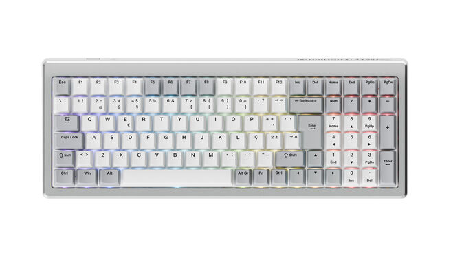 Teclado Mec&acirc;nico Ducky Cushion 98 Tri-Mode Silent Linear 96% Prata (PT) image number 10