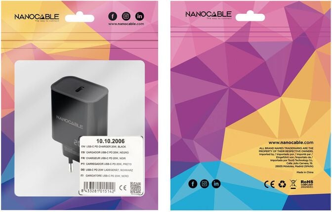 Carregador Nanocable USB-C PD 20W Preto image number 2