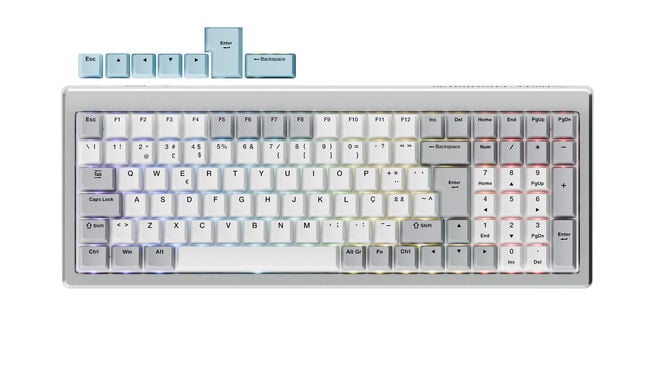 Teclado Mec&acirc;nico Ducky Cushion 98 Tri-Mode Silent Linear 96% Prata (PT) image number 1